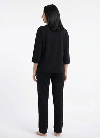 Sixteensixty Siyah Kadın Yuvarlak Pijama Üst 403SIX-1110-125