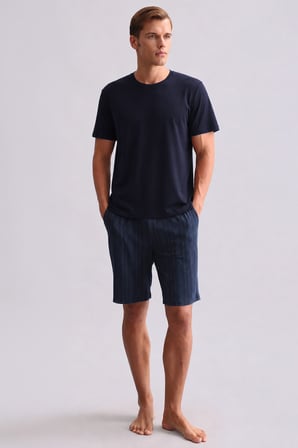 Mısırlı Erkek Bambu Pijama Şort Lacivert