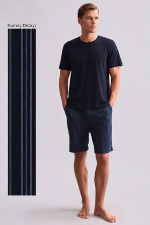 Mısırlı Erkek Bambu Pijama Şort Lacivert