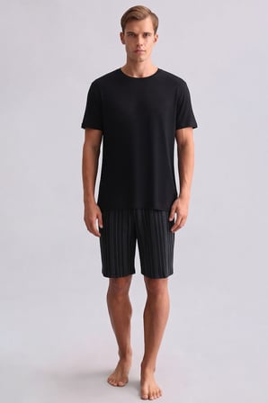 Mısırlı Erkek Bambu Pijama Şort Siyah