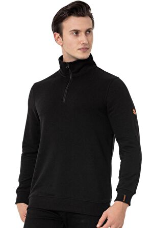 Scooter Yarım Fermuarlı Siyah Erkek Sweatshirt M1519TS