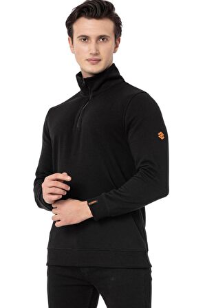 Scooter Yarım Fermuarlı Siyah Erkek Sweatshirt M1519TS