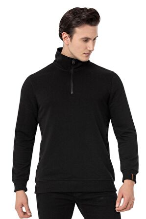 Scooter Yarım Fermuarlı Siyah Erkek Sweatshirt M1519TS