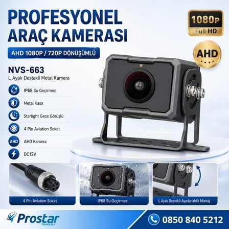 AHD 1080P/720P Uyumlu Metal Kasa 4 Pin Aviation Soket Starlight Araç Kamerası