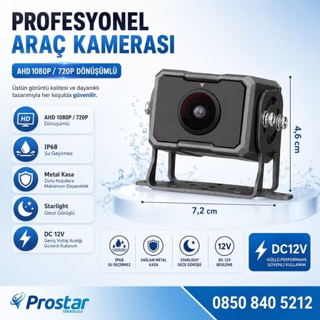 AHD 1080P/720P Uyumlu Metal Kasa 4 Pin Aviation Soket Starlight Araç Kamerası