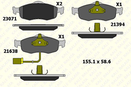 Ford On Fren Balatası Scorpıo 92>98 Mondeo 1,6 / 1,8 / 2,0 / 1,8td / 2,4 / 2,5td 93>00 Granada 92>94 Coug - Kale B 23071 185 15 Ans