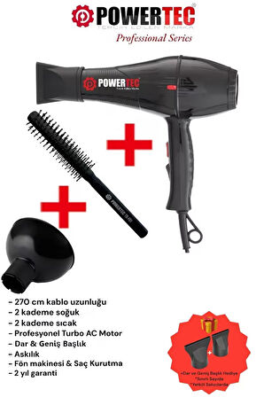 TR-701 Profesyonel Fön Makinesi + Vigo Difüzör Başlık + Profesyonel Fön Fırçası