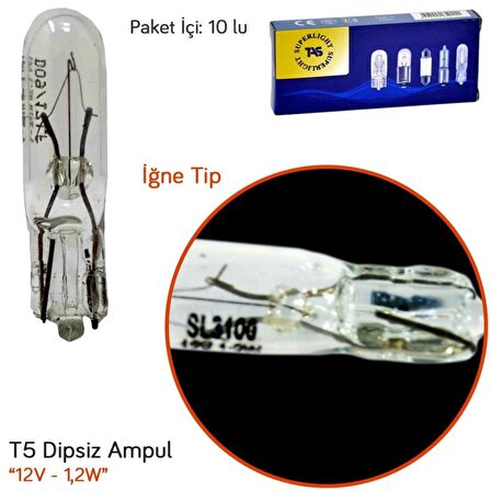 12V T5 Ampul Küçük Dipsiz 1.2W 