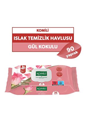 Komili Genel Kullanım Islak Havlu 90'lı - Gül Kokulu