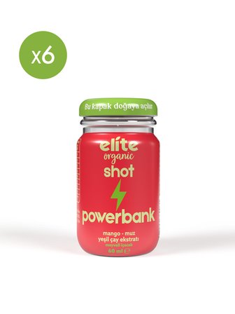 6'lı Shot Powerbank Yeşil Çaylı Meyveli İçecek - 60 ml