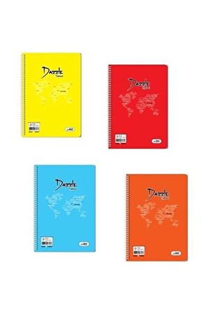 Spiralli Defter Dazzle Plastik Kapak A5 72-4 Yaprak Kareli Karışık Rekli
