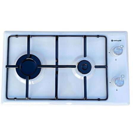 Eminçelik EC-AÜ 4120 WE30 LG LPG'li (Çakmaksız) Set Üstü Domino Beyaz Emaye Ocak