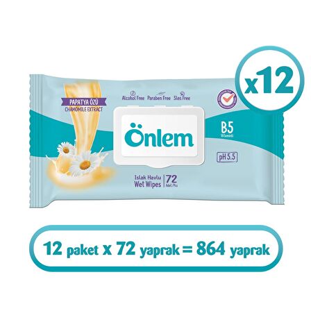 Önlem Papatyalı Islak Havlu 72x12 Adet