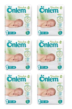 Önlem Botanika 1 Beden Bebek Bezi Yenidoğan Newborn 64 Lü x 6 Adet