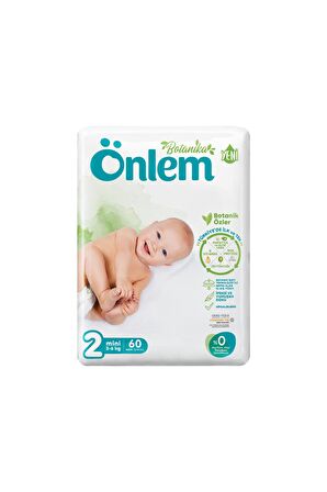 Önlem Botanika 2 Numara Mini Bebek Bezi Jumbo Paket 60 Adet (3 - 6 kg)