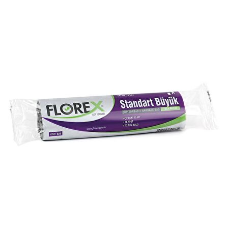 Florex Standart Büyük Boy Çöp Torbası 65x80 Cm 10'lu Rulo Siyah 3 Rulo (30 Adet)