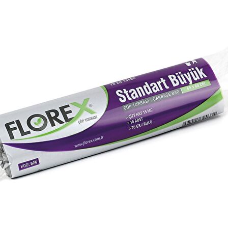 Florex Standart Büyük Boy Çöp Torbası 65x80 Cm 10'lu Rulo Siyah 3 Rulo (30 Adet)