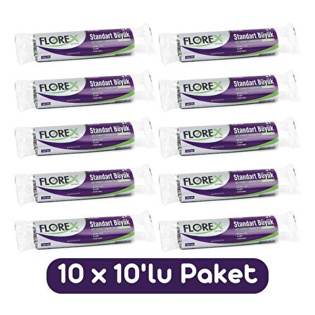 Florex Standart Büyük Boy Çöp Torbası 65x80 Cm 10'lu Rulo Siyah 10 Rulo (100 Adet)