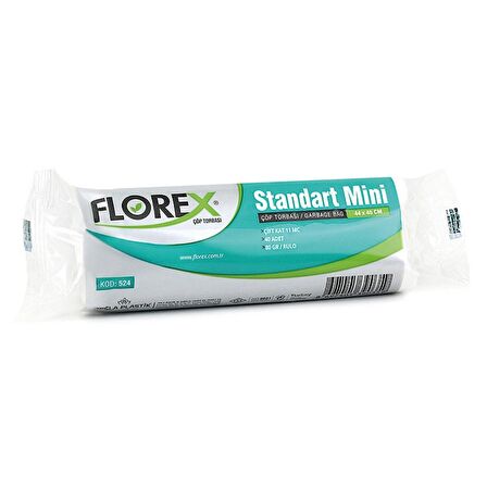 Florex Standart Mini Boy Çöp Torbası 44x45 Cm 40'lı Rulo Beyaz 50 Rulo (2000 Adet 1 Koli)