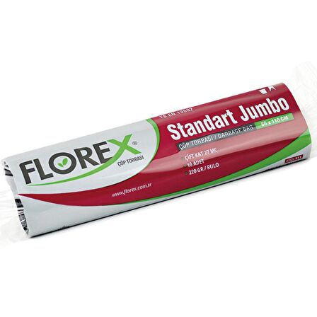 Florex Standart Jumbo Boy Çöp Torbası 80x110 Cm 10'lu Rulo Siyah