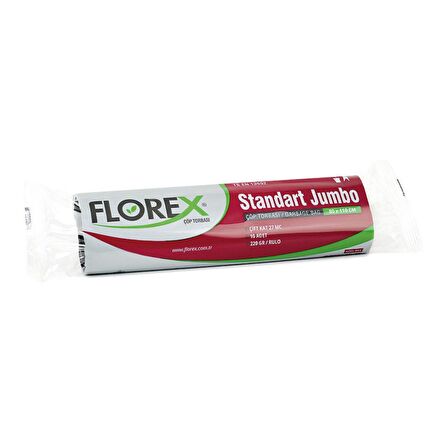 Florex Standart Jumbo Boy Çöp Torbası 80x110 Cm 10'lu Rulo Siyah 10 Rulo (100 Adet)