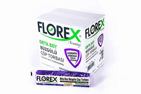 Florex 403 Lavanta Kokulu Büzgülü Orta Mor Çöp Poşeti 25 Rulo