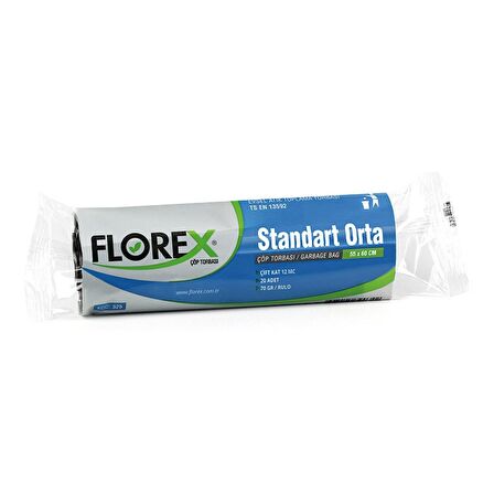 Florex Standart Orta Boy Çöp Torbası 55x60 Cm 20'li Rulo Siyah