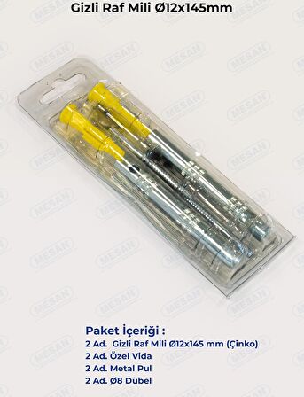 Mesan Gizli Raf Taşıyıcı 12x145mm Ahşap (0029)