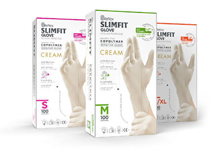 SLİMFİT GLOVE TEK KULLANIMLIK PUDRASIZ ELDİVEN BEJ 100' LÜ