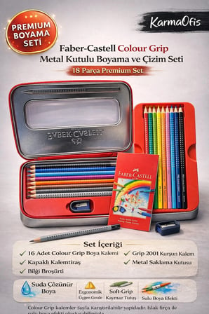 Faber-Castell Colour Metal Kutulu Boyama ve Çizim Seti 18 Parça | Suda Çözünür Kalem