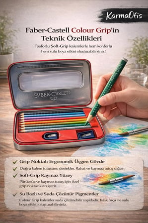 Faber-Castell Colour Metal Kutulu Boyama ve Çizim Seti 18 Parça | Suda Çözünür Kalem