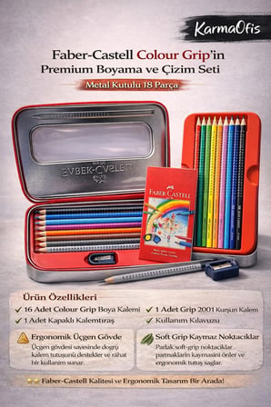 Faber-Castell Colour Metal Kutulu Boyama ve Çizim Seti 18 Parça | Suda Çözünür Kalem