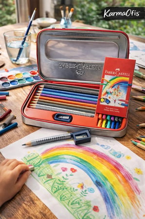 Faber-Castell Colour Metal Kutulu Boyama ve Çizim Seti 18 Parça | Suda Çözünür Kalem