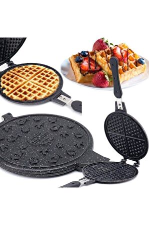 Taşhan Yanmaz/Yapışmaz Granit Ocak Üstü Waffle Tavası