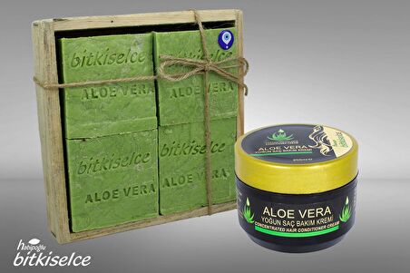 Bitkiselce Aloevera Sabunu 4 Kalıp & Aloe Vera Saç Bakım Kremi