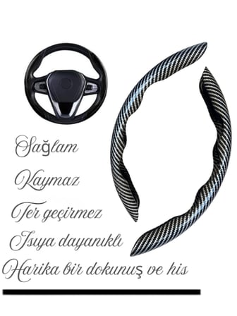 Karbon Fiber Direksiyon Kılıfı Direksiyon Koruyucu Kılıf Gri