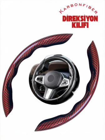 Karbon Fiber Direksiyon Kılıfı Direksiyon Koruyucu Kılıf Kırmızı