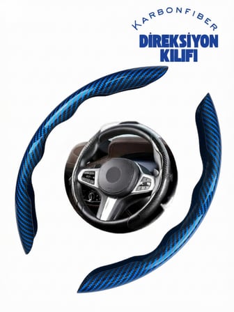 Karbon Fiber Direksiyon Kılıfı Direksiyon Koruyucu Kılıf Mavi