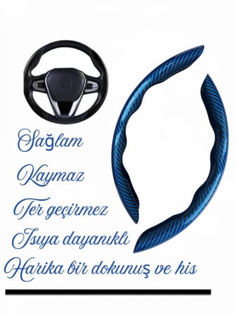 Karbon Fiber Direksiyon Kılıfı Direksiyon Koruyucu Kılıf Mavi