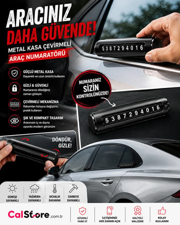 Metal Kasa Çevirmeli Araç Numaratörü – Park Telefon Numarası Göstergesi