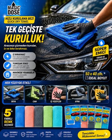 Hızlı Kurulama Bezi 40x50 cm – Yüksek Emici Çok Amaçlı Temizlik Bezi