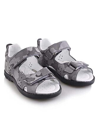 ERSE Bebe Çocuk Genç Unisex Kız Erkek Ortopedik Extra Hafif Günlük Spor Kamuflaj Baskılı Hakiki Deri Sandalet