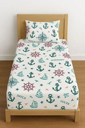 Tek Kişilik Desenli Lastikli Çarşaf Seti 90x200 Cm + 1 Yastık Kılıfı 50x70