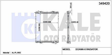 Scanıa Truck Su Radyatoru Scanıa P,g,r,t Seriler K Seri (cercevesiz) / (mt) 2004 Ve Sonrası - Kale 349420