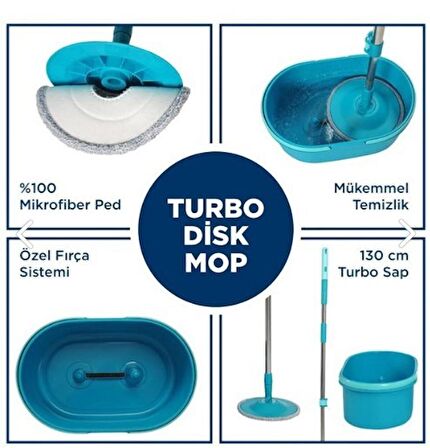 Motek Mt-50 Islak Kuru Su Sıçrama Önleyicili Turbo Disk Mop Set