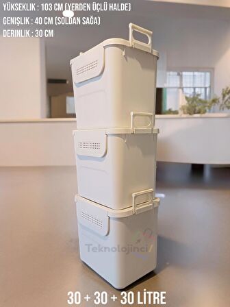 Motek MT-35 Mybox 30 Litre Çok Amaçlı  Organizer Saklama Kutusu (3 Adet)