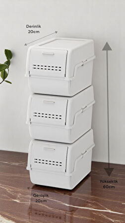 Motek MT-40 S-Box 8 Litre 3'lü Çok Amaçlı Organizer Düzenleyici Gri ( 3*8Litre )