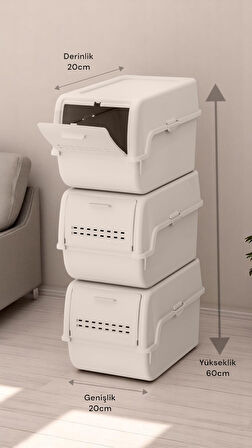Motek MT-40 S-Box 8 Litre 3'lü Çok Amaçlı Organizer Düzenleyici Bej ( 3*8Litre )