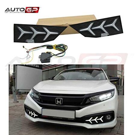 Honda civic fc5 ön sis gündüz drl led lambası farı 2019+ makyajlı 3 ok