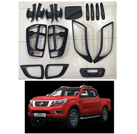 AUTOGP  Nissan navara kaplama seti siyah full 2016+ kapı kolu far stop çerçeve np300